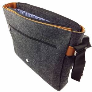 Tasche für Herren Umhängetasche Schultertasche Filztasche Filz und Leder auch für MacBook / Surface / Laptop schwarz Bild 3
