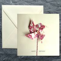 Minimalistische Glückwunschkarte mit Origami Windrädchen Bild 1