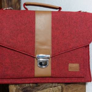 DIN A4 Businesstasche Umhängetasche Aktentasche Arbeitstasche Handtasche für Herren und Damen Unisex, Rot meliert Bild 8