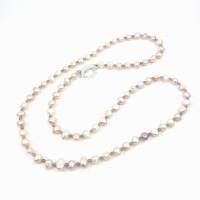 Unikat! echte Perlenkette in Naturtönen mit Rauchquarz Kügelchen und Sterlingsilber Verschluss Bild 1