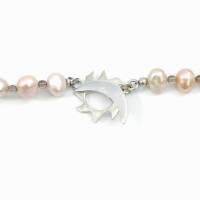 Unikat! echte Perlenkette in Naturtönen mit Rauchquarz Kügelchen und Sterlingsilber Verschluss Bild 2