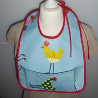 Lätzchen mit Auffangtasche 'verrückte Hühner', Wachstuch, abwaschbar, wasserfest, für Kinder + Erwachsene, Bild 5
