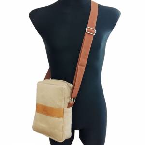 Umhängetasche Schultertasche Handtasche für Damen Herren unisex Filztasche Tasche aus Filz, Cappuccino Braun Bild 2