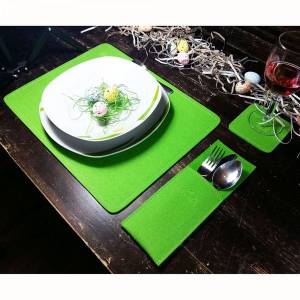4-er Tischset Platzset Tischdekoration Platzmatten Tischmatten Tischschoner Untersetzer aus Filz Grün hell Bild 4