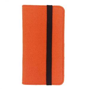 5.2 - 6.4" Bookstyle wallet case Tasche Hülle Etui aus Filz Schutzhülle für Smartphone Orange Bild 2