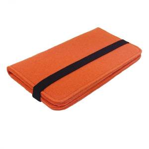 5.2 - 6.4" Bookstyle wallet case Tasche Hülle Etui aus Filz Schutzhülle für Smartphone Orange Bild 4
