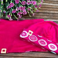 5in1 Beanie Mütze & Loop Schal/Halssocke Set - Blumen Kreise/pink Flowers Bild 6