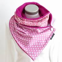 Wickelschal mit Knopf Damen rosa pink kuscheliger Schal Baumwollfleece Bild 3