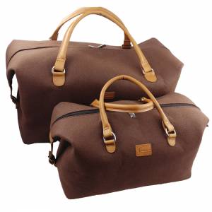 Set Handgepäck-Tasche Reisetaschen Handtasche Tasche Tragetasche Filztasche für Ausflug, braun Bild 1