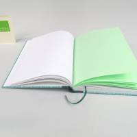 Notizbuch, mint petrol Wellen, DIN A5, 150 Blatt, handgefertigt Hardcover Bild 5