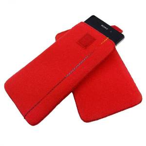 5 - 6,4" Universelle Tasche für Handy Hülle Schutzhülle Handytasche aus Filz, rot