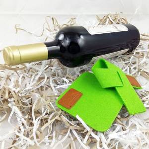 Weinmanschette Tropfenfänger Weinkragen Schal Tropfenfänger mit Untersetzer aus Filz Grün hell Bild 2
