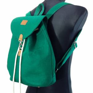 Venetto Filzrucksack Tasche Rucksack aus Filz und Leder Elementen sehr leicht, Grün Bild 2