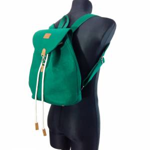 Venetto Filzrucksack Tasche Rucksack aus Filz und Leder Elementen sehr leicht, Grün Bild 9