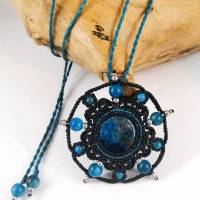 Makramee-Mandala-Halskette mit Apatit und Edelstahl Bild 1