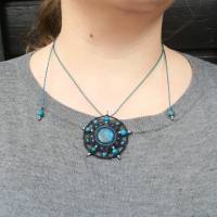 Makramee-Mandala-Halskette mit Apatit und Edelstahl Bild 3