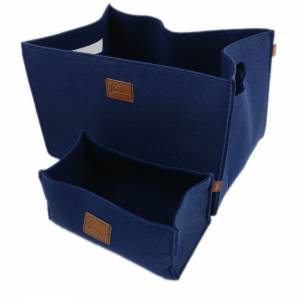 3-er Set Große Box Filzbox Aufbewahrungskiste Aufbewahrungsbox Filzkorb Kiste aus Filz Filz Blau dunkel Bild 3