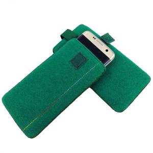 5 - 6,4" Universell Pull Up Tasche Hülle Schutzhülle Filztasche Schutztasche aus Filz grün Bild 1