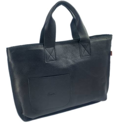 Ledertasche aus Elch-Leder Shopper Damentasche Handtasche Einkaufstasche Shopping bag für Damen schwarz