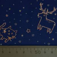 Jersey nachtblau mit Sternen und Tieren Foliendruck kupfer 50 x 150 cm Nähen Bild 2