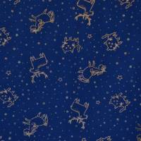 Jersey nachtblau mit Sternen und Tieren Foliendruck kupfer 50 x 150 cm Nähen Bild 3