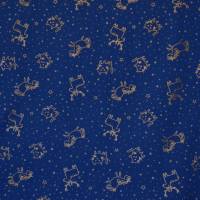 Jersey nachtblau mit Sternen und Tieren Foliendruck kupfer 50 x 150 cm Nähen Bild 4