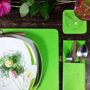 2-er Tischset Platzset Tischschoner Untersetzer Tischdekoration Platzmatten Tischdeko aus Filz, Grün Bild 1