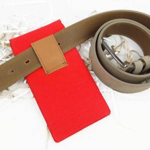 Vertikale Bauchtasche Schutzhülle Schutztasche Etui aus Filz Tasche für Samsung S9 / S9+, Rot Bild 2