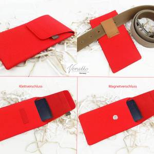 Vertikale Bauchtasche Schutzhülle Schutztasche Etui aus Filz Tasche für Samsung S9 / S9+, Rot Bild 3