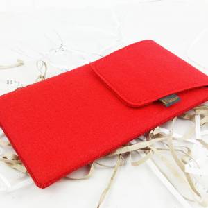 Vertikale Bauchtasche Schutzhülle Schutztasche Etui aus Filz Tasche für Samsung S9 / S9+, Rot Bild 4