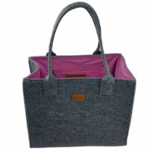 Double color Shopper Damentasche Handtasche Shopping Bag Tasche grau pink Bild 1