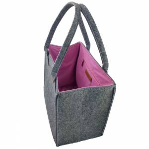 Double color Shopper Damentasche Handtasche Shopping Bag Tasche grau pink Bild 3