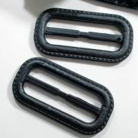 2 Gürtelschnallen 50mm schwarz Kunststoff, Lederoptik, Kunststoffschnallen, Trödel Dings da Bild 1