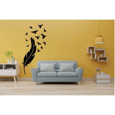 Top Wandtattoo Feder mit Vögel für das Kinderzimmer, Spielzimmer,konturgeschnitten in 7 Größen ab 30 cm B x 60 cm H