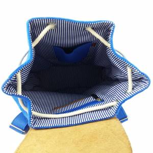 Venetto Designer Filzrucksack Tasche Rucksack aus Leder und Filz Blau hell Bild 2