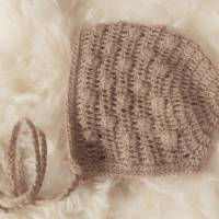 Wunderbar zarte weiche Mütze aus Alpaka. Farbe beige, Größe 3-6 Monate Bild 2