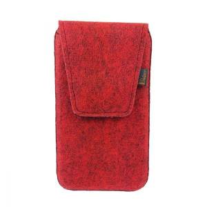 5.0 - 6.4" Vertikal Bauchtasche Gürteltasche Tasche Schutzhülle Hülle aus Filz für Smartphone, Rot Bild 1