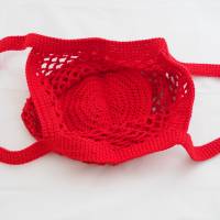 Häkeltasche Einkaufstasche Einkaufsnetz in rot aus hochwertiger Baumwolle mit Schulterriemen gehäkelt Bild 4