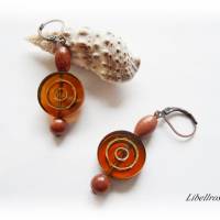 1 Paar Ohrhänger mit rundem Glastaler - Ohrringe,Geschenk,verspielt,nostalgisch,braun,kupfer Bild 2