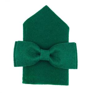 Schleife aus filz Fliege mit Einstecktuch Herrenfliege grün Bild 1