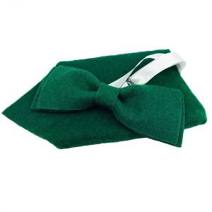 Schleife aus filz Fliege mit Einstecktuch Herrenfliege grün Bild 4