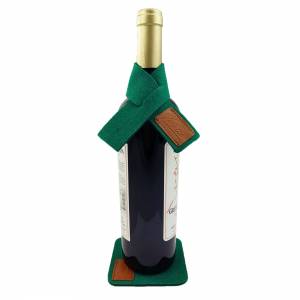 Weinmanschette Tropfenfänger Weinkragen als Tropfstopper mit Untersetzer aus Filz mit Leder Applikationen / Geschenk für Bild 6