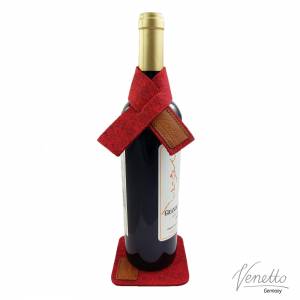 Weinmanschette Tropfenfänger Weinkragen als Tropfstopper mit Untersetzer aus Filz mit Leder Applikationen / Geschenk für Bild 8