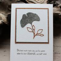Trauerkarte, Beileidskarte, bronze-grau-weiß, Kondolenzkarte Bild 1