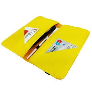 5.2 - 6.4" Bookstyle wallet case Tasche Hülle Klapptasche Klapphülle Etui aus Filz für Smartphone, Gelb Bild 1