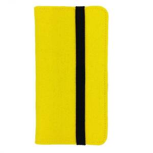 5.2 - 6.4" Bookstyle wallet case Tasche Hülle Klapptasche Klapphülle Etui aus Filz für Smartphone, Gelb Bild 2