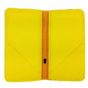 5.2 - 6.4" Bookstyle wallet case Tasche Hülle Klapptasche Klapphülle Etui aus Filz für Smartphone, Gelb Bild 3