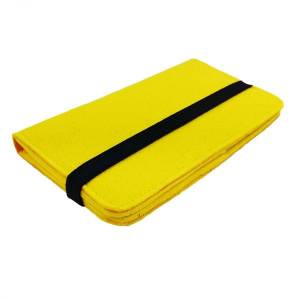 5.2 - 6.4" Bookstyle wallet case Tasche Hülle Klapptasche Klapphülle Etui aus Filz für Smartphone, Gelb Bild 4