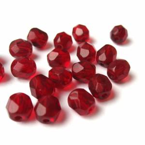 20 Garnet böhmische Perlen 6mm, tschechische feuerpolierte facettierte Glasperlen DIY Glasschliff Bild 1