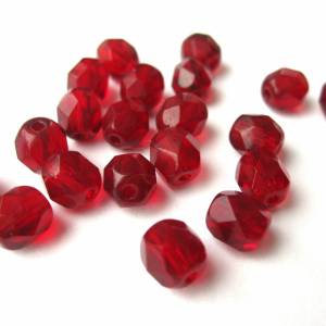 20 Garnet böhmische Perlen 6mm, tschechische feuerpolierte facettierte Glasperlen DIY Glasschliff Bild 2